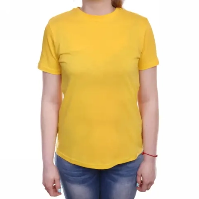Футболка женская однотонная, цвет желтый, р 42 ( маломерит, р.40 )