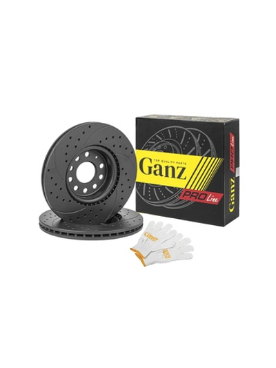 Диск тормозной передний перфорированный PRO-LINE с покрытием (комплект 2 шт) VW JETTA/PASSAT 05-> GANZ GIJ10008S