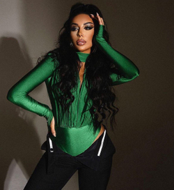 Боди с драпировкой из бифлекса