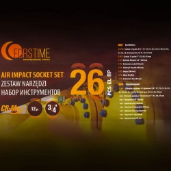 Набор инструментов ударных 26пр. 3/4''(12гр.) FORSTIME FT-68262-9MPB