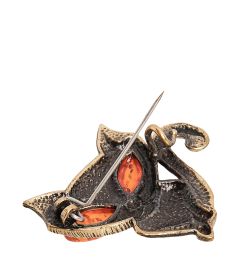 AM-2098 Брошь «Лисичка» (латунь, янтарь)