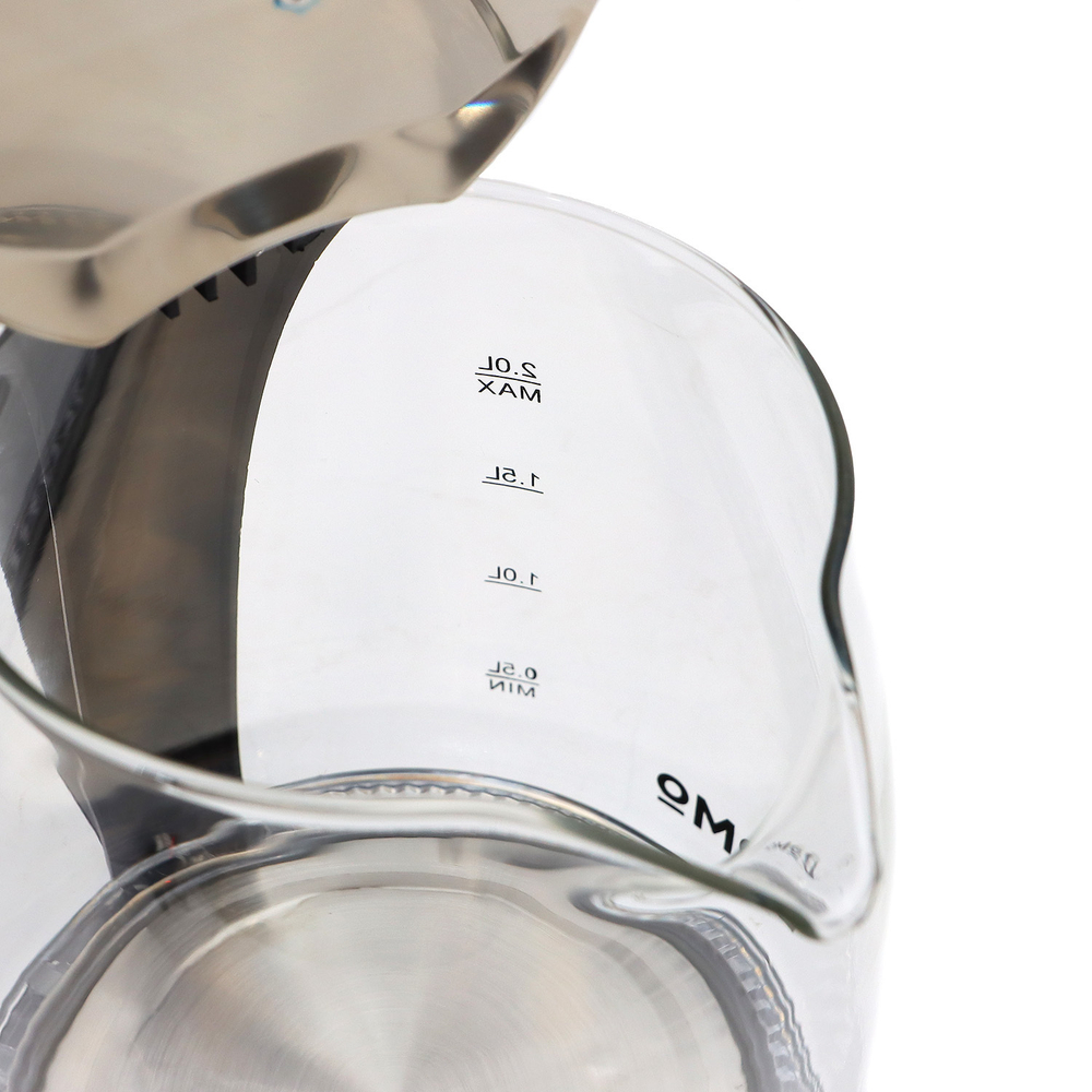 Электрочайник DOMO SML1802, 2л, 2000Вт, черный/Blue, Колба: стекло, Корпус: пластик (SML1802GL)