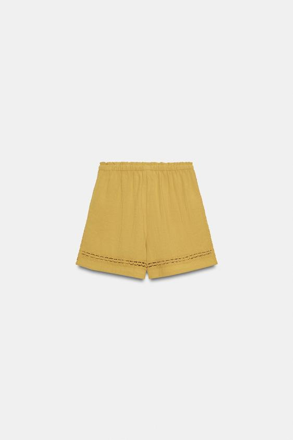 ZARA КОМБИНИРОВАННЫЕ ШОРТЫ С КРУЖЕВОМ, ГОРЧИЧНЫЙ
