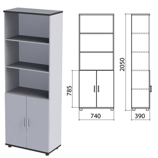 Шкаф полузакрытый "Монолит", 740х390х2050, цвет серый (КОМПЛЕКТ)