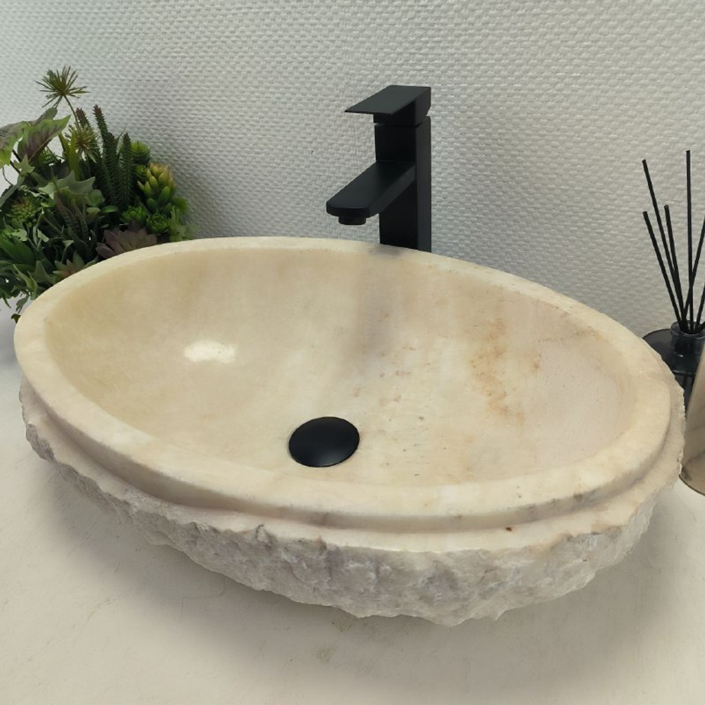 Раковина из оникса Oval White Marmo Wave OO-62537 58*38*15