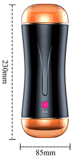 Двусторонний мастурбатор с вибрацией - вагина и анус (Цвет: черный с бежевым)