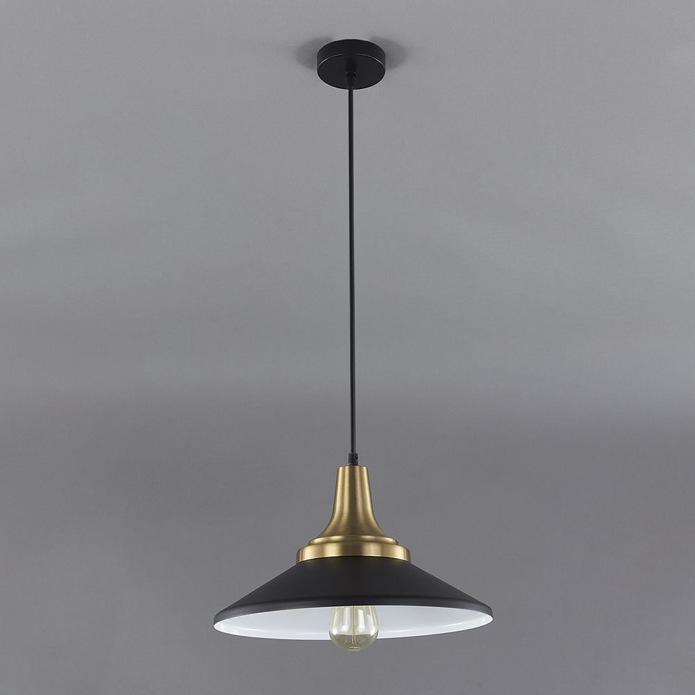 Подвесной светильник 1х40Вт Е27, металл, чёрный/золото