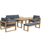 Диван деревянный с подушками Tagliamento Booka, натуральный, темно-серый