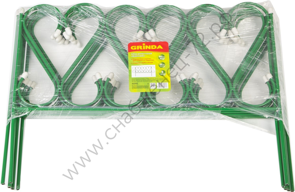 GRINDA РЕНЕССАНС, 50 x 345 см, металлический, стальная труба d 10, 5 секций, декоративный забор (422263)