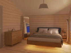 Кровать из дуба цельноламельного с тумбами и подсветкой Батерфлай