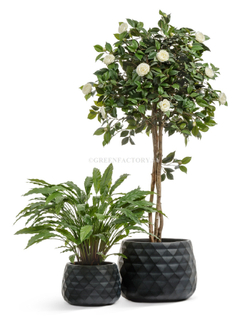 Кашпо TREEZ ERGO - серия Diamond - Низкая чаша - Антрацит