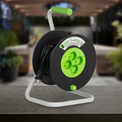 Удлинитель силовой ЭРА GREEN LINE KAT-2x1.5-20m Greenline на катушке пластик 4 розетки без заземления 20м ПВС 2x1.5мм2 | Силовые удлинители