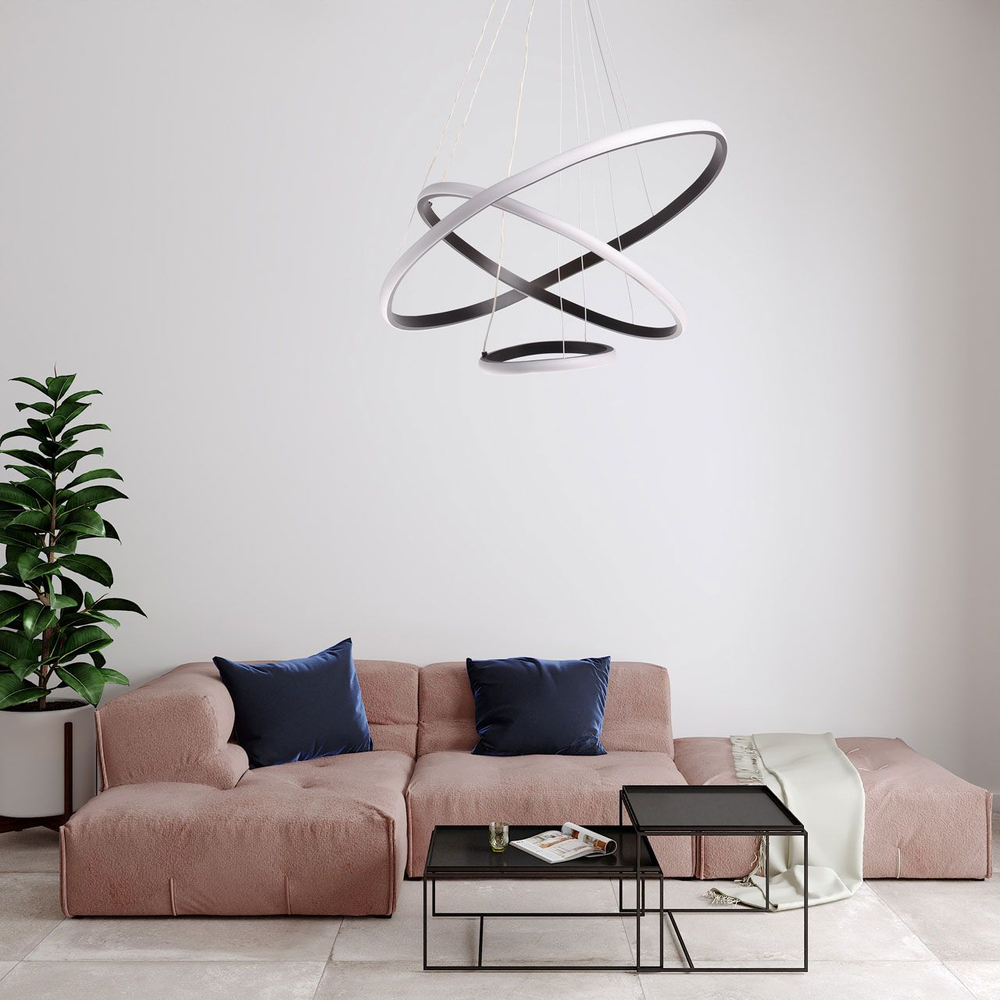 Люстра подвесная светодиодная Lanbos 58098, 70 Вт LED, черная