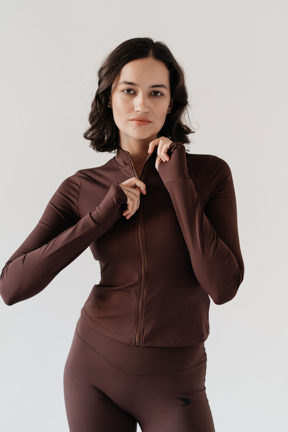 ЛОНГСЛИВ SLIGHT на замке (шоколадный)