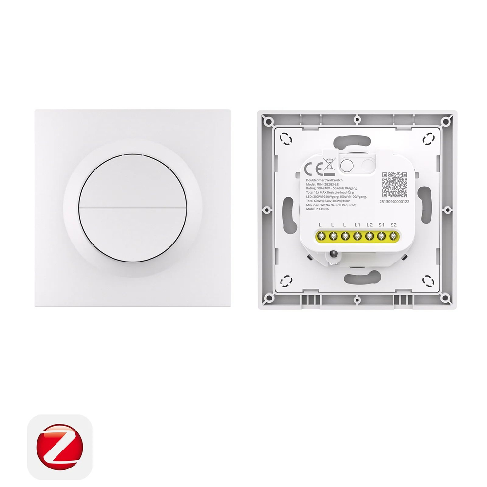 Двухканальный Zigbee выключатель SONOFF MINI-ZB2GS-L-E (Работает с Алисой, Нейтраль не требуется)