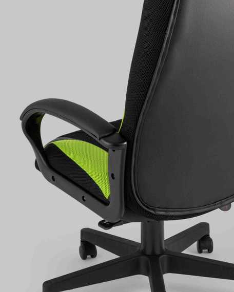 TopChairs ST-CYBER 9 GREEN ткань/экокожа черный/зеленый