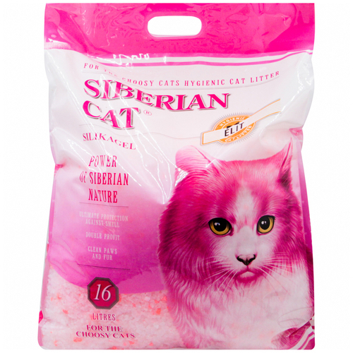 Сибирская кошка Наполнитель силикагелевый Элита для привередливых кошек (розовый) 16 л