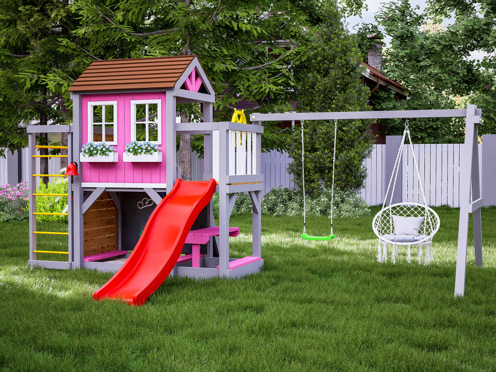 Детский домик с качелями "Прованс - спорт плюс"