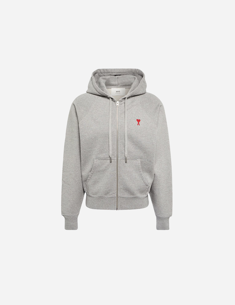 AMI PARIS Cotton Zipped Hoodie Grey