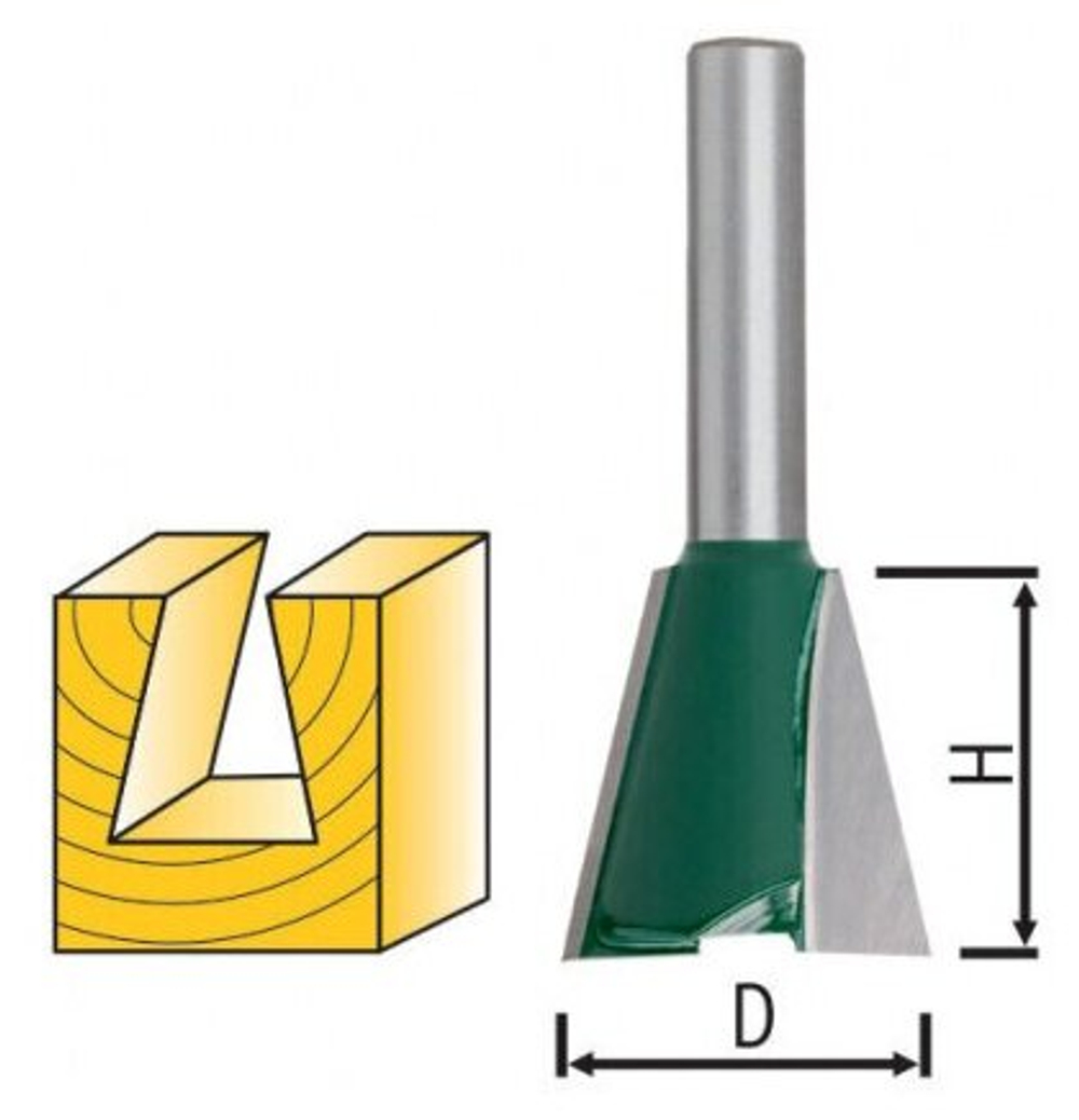 Фреза пазовая "Ласточкин хвост" DxHxL=19x22x52.5мм (3608-082219)