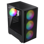 Корпус BaseTech eXtreme GFX-06, БП:600W, mATX, чёрный, 4xFRGB FAN, 2xUSB2, 1xUSB3, бок: закалённое стекло (BT-GFX-06-MESH-4F-RGB-600W)