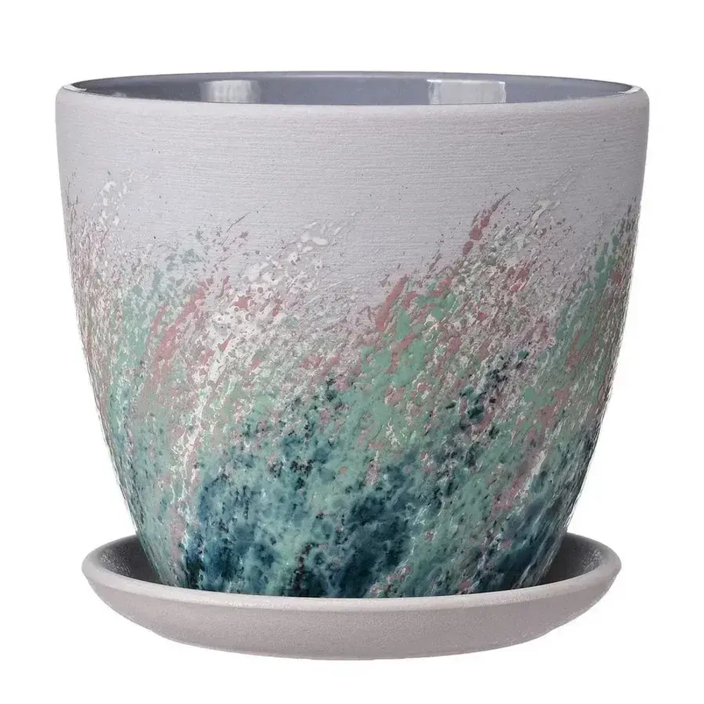 Горшок керамический Живопись сиреневый крокус №3