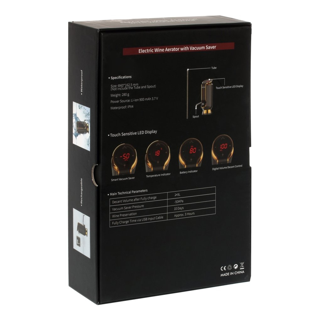 Электронный Винный Аэратор с Вакуумником (красный)