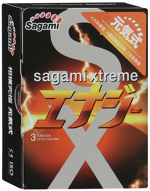 Презервативы Sagami Xtreme ENERGY с ароматом энергетика - 3 шт.