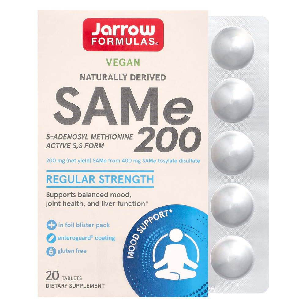 Jarrow Formulas, SAMe 200, 200 мг, 20 таблеток