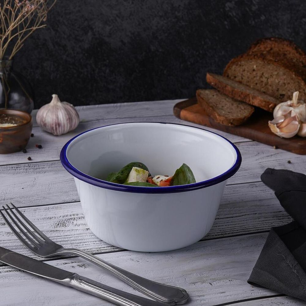 Салатник 1250 мл d 17,5 см h8 см Blue Rim эмалированая сталь SUNNEX [1]