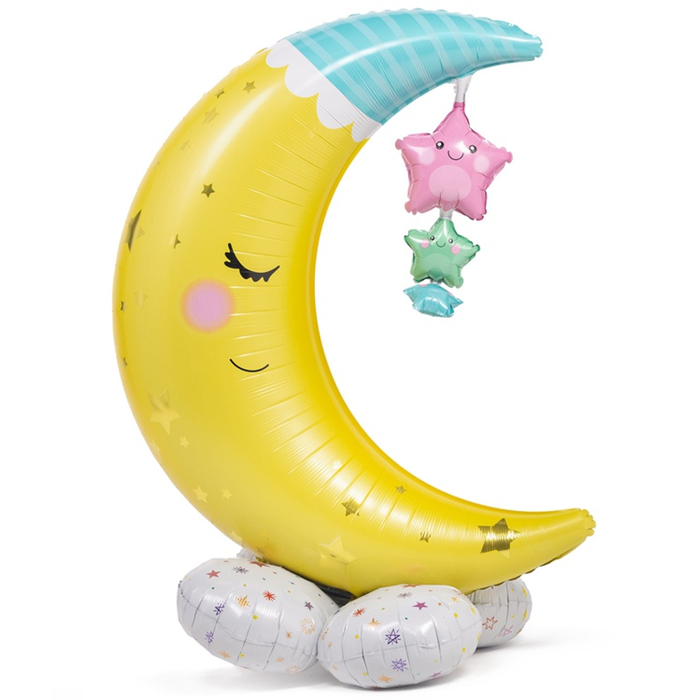Шар Фольгированный Месяц Звезды (Желтый)