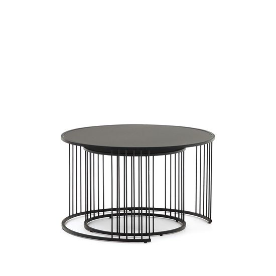 2 столика Hadar из закаленного стекла и металла с матовой черной отделкой, 75см / 45см Испания