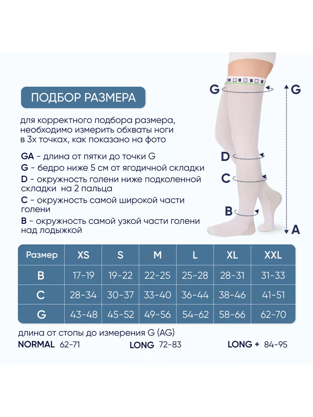 Антиэмболические чулки ID-380 CCL 2 Cтанд. белый