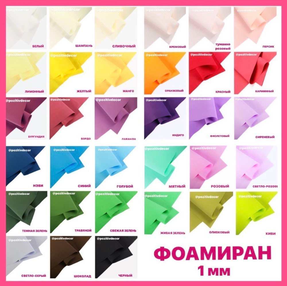 Фоамиран Иран 1 мм - ГОЛУБОЙ, 60/70 см, номер 165