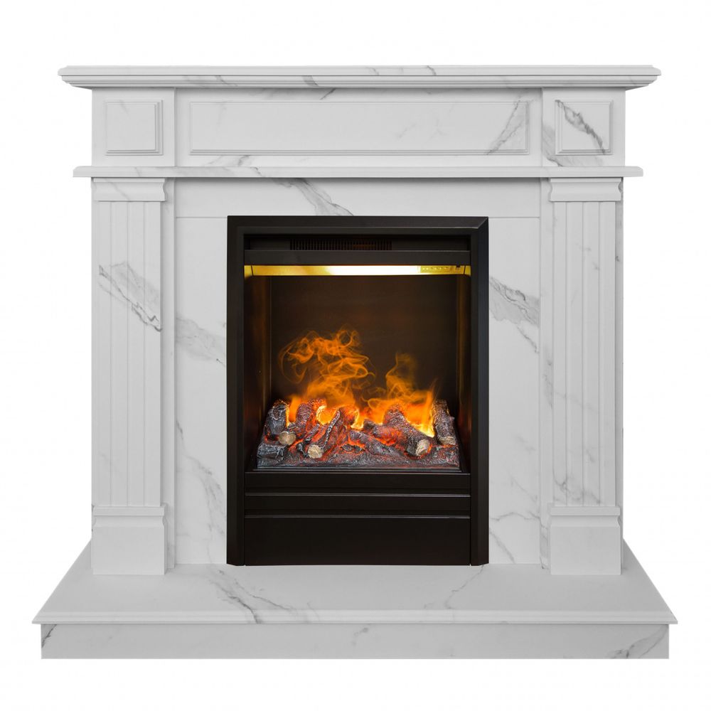 Электрокамин RealFlame Rodos WT цвет мрамор белый с очагом Olympic 3D