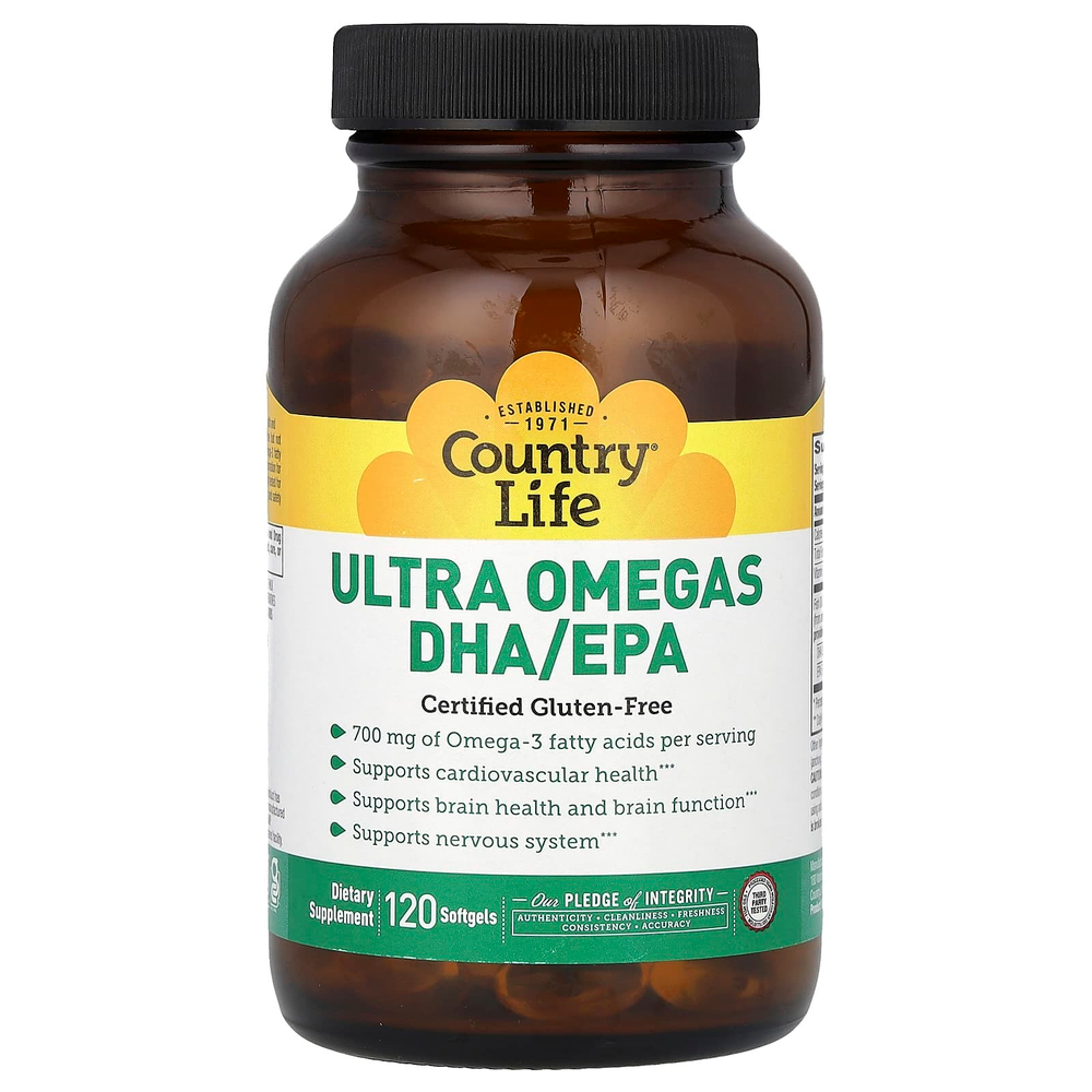 Country Life, Ультраомега-3 DHA/EPA, 120 мягких капсул