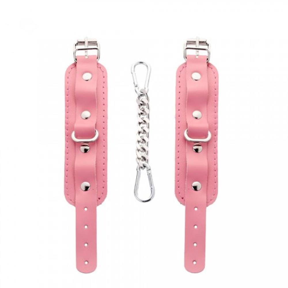 Наручники скругленные розовые, серебро