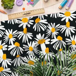 Ткань таффета ромашки летние цветы
