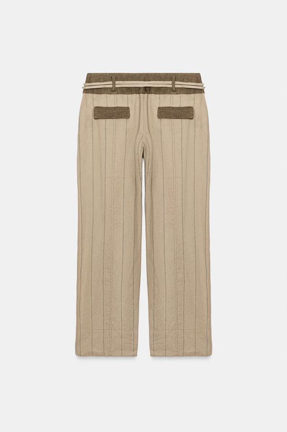 ZARA БРЮКИ ИЗ КОМБИНИРОВАННОГО ЛЬНА — ZW COLLECTION, МЯГКИЙ КАШТАНОВЫЙ