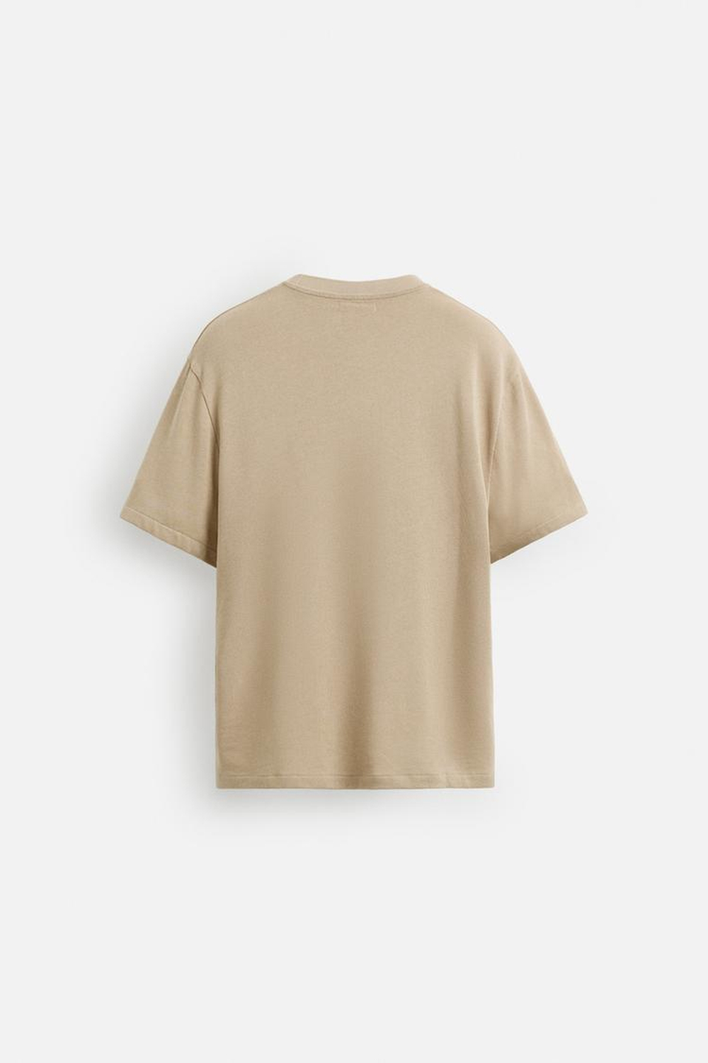 ZARA ТРИКОТАЖНАЯ ФУТБОЛКА СТАНДАРТНОГО КРОЯ, ПЕСОЧНЫЙ