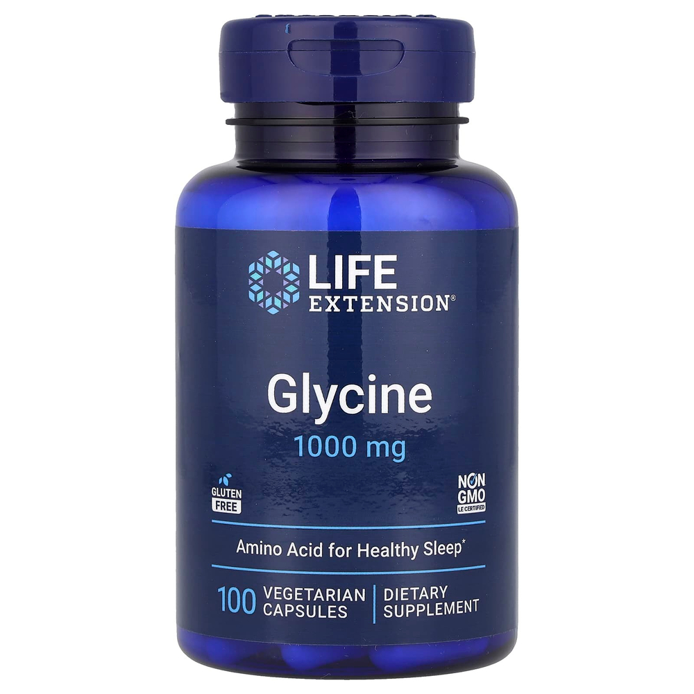 Life Extension, глицин, 1000 мг, 100 вегетарианских капсул