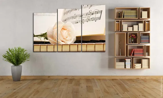 Модульная картина "Роза на рояле"