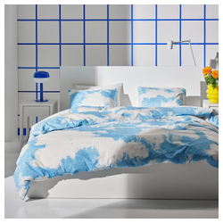 IKEA ÄNGSVITVINGE  (ИКЕА ÄНГСВИТВИНГЕ)  -  Пододеяльник и 2 наволочки, синий/белый, 200x200/50x60 см