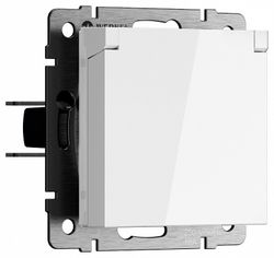 Розетка влагозащищенная с заземлением и со шторкой, без рамки с крышкой Werkel белые W1171201