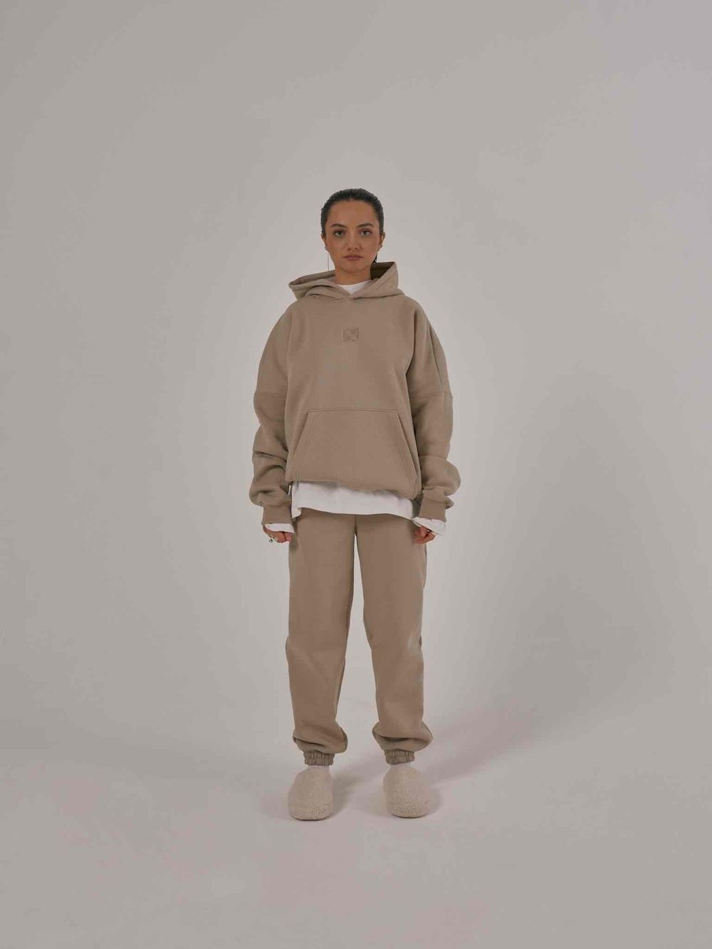 Худи One Two Multicolor С Начесом просто серо-коричневый