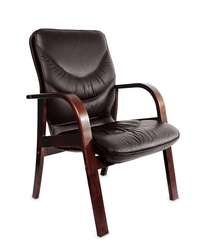 Кресло для посетителей Leeds Wood D кожа темно-коричневая