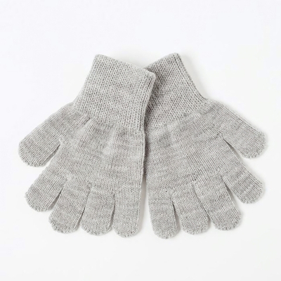 Перчатки детские одинарные, цвет т.сер, 1-2 года, 1 шт.