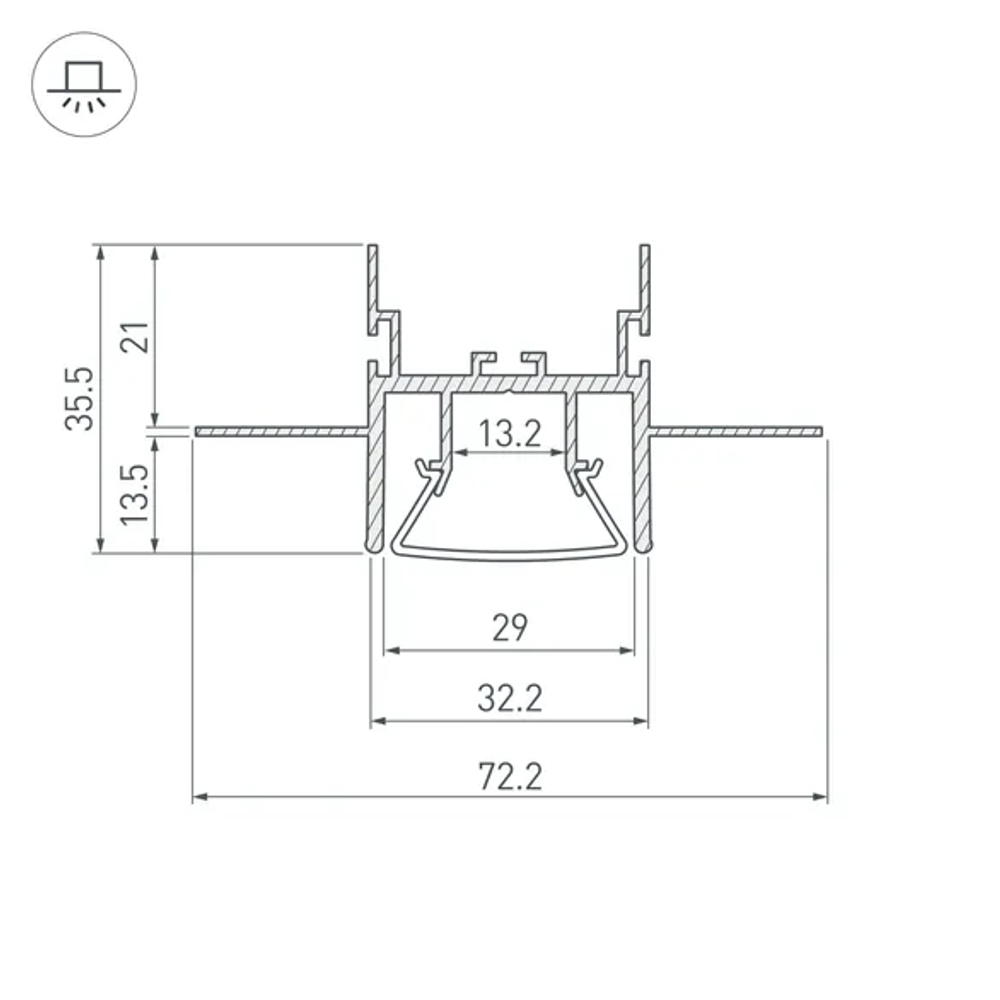 Профиль FOLED-CEIL-CENTER-2000 (Arlight, Алюминий) 023863