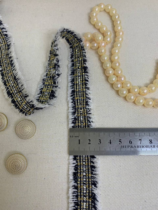 тесьма "шанель", 2,5см черный/белый/золото