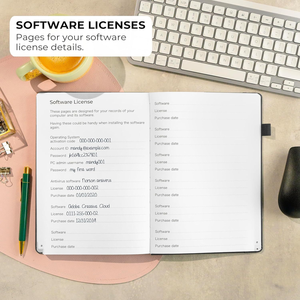 Clever Fox Password Book — Блокнот для хранения паролей с алфавитными вкладками Организатор логинов и паролей в стильном дизайне